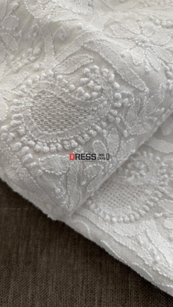 Ivory White Hand Jaali Chikankari Suit (Kurta & Dupatta) Suits