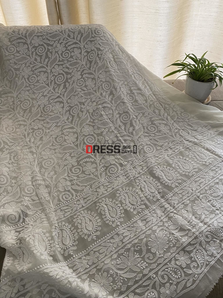 Ivory White Hand Jaali Chikankari Suit Suits