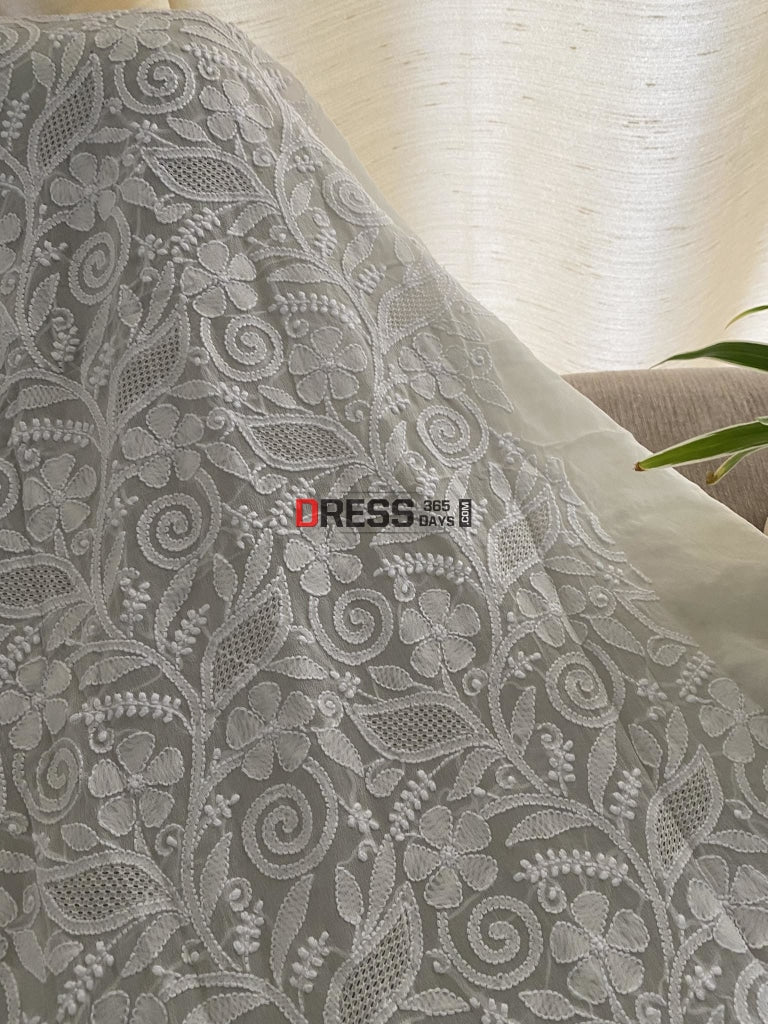 Ivory White Hand Jaali Chikankari Suit Suits