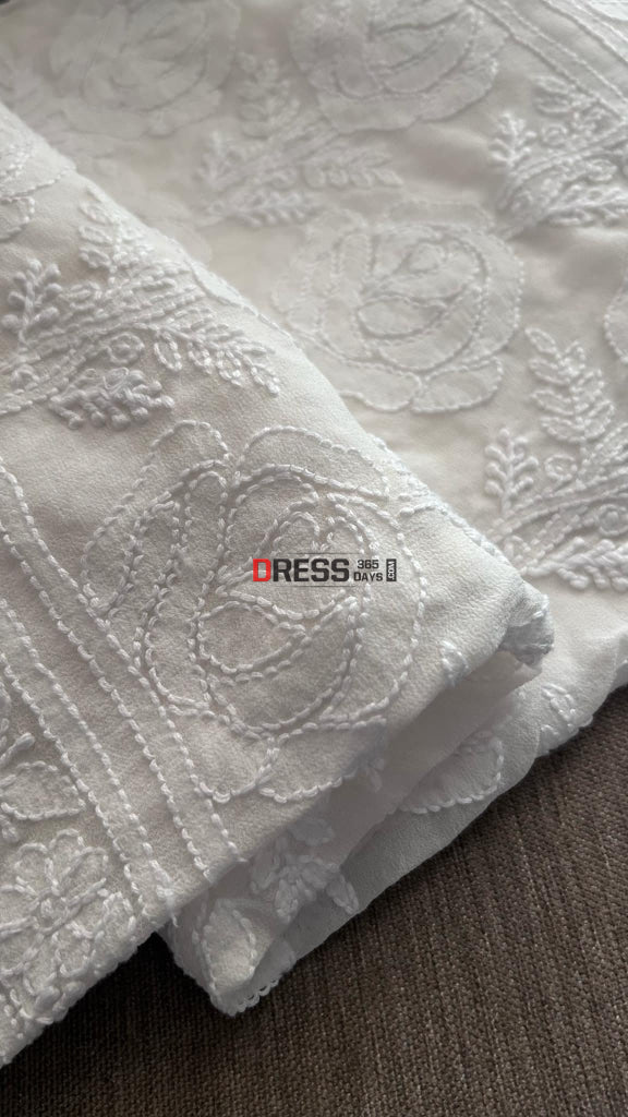 Ivory White Lucknowi Chikankari Dupatta