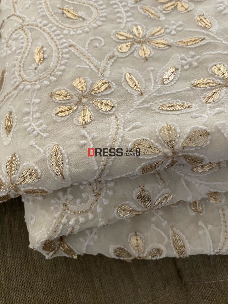 Ivory White Lucknowi Chikankari Gota Patti Dupatta