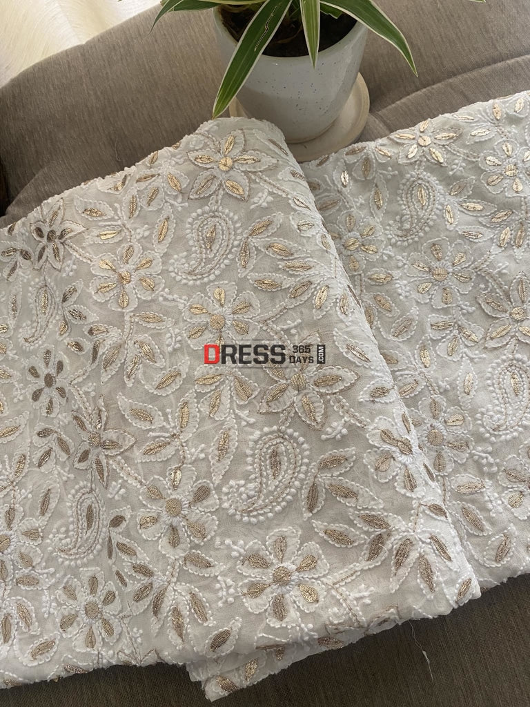 Ivory White Lucknowi Chikankari Mukaish Suit Suits