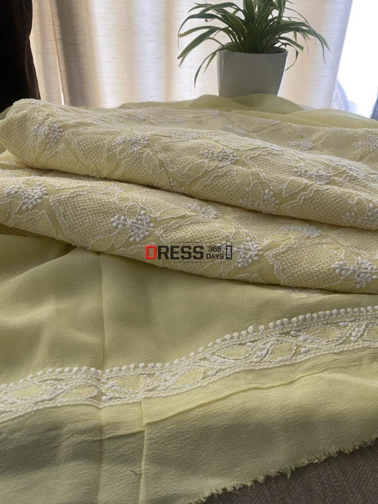 Lemon Yellow Hand Jaali Lucknowi Chikankari Suit Suits