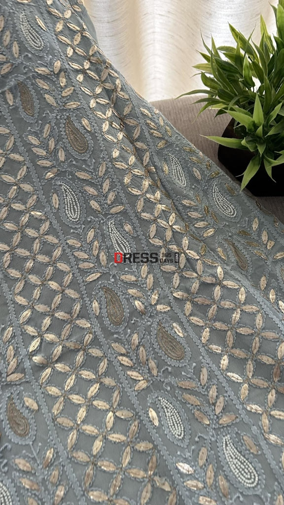 Light Grey Pearl & Gota Patti Chikankari Suit Suits