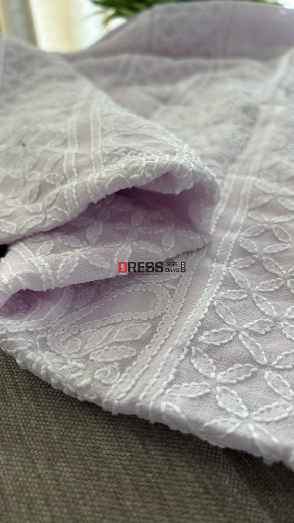 Lilac Lucknowi Chikankari Suit (Kurta & Dupatta) Suits