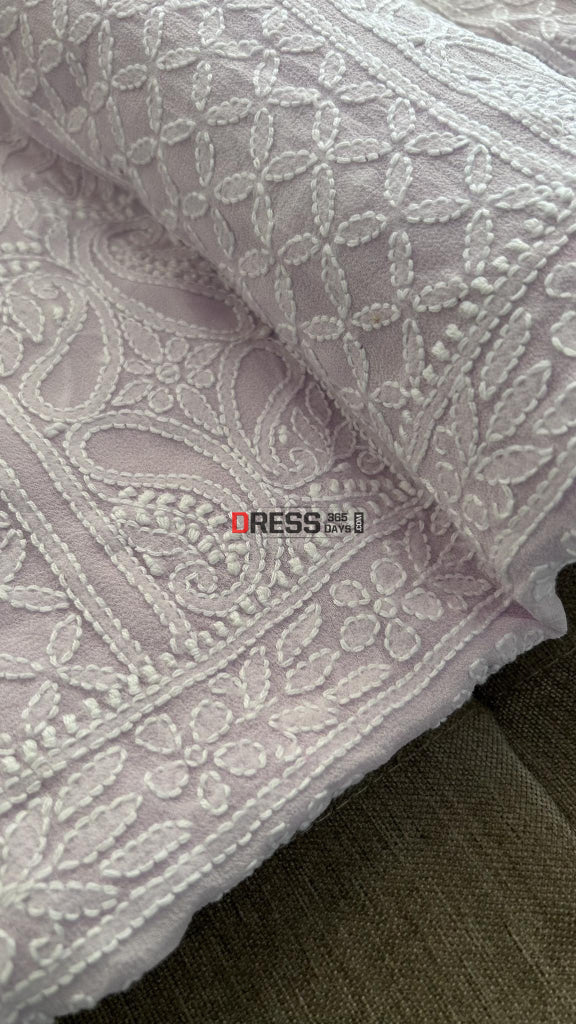 Lilac Lucknowi Chikankari Suit (Kurta & Dupatta) Suits