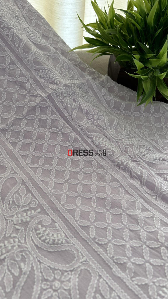 Lilac Lucknowi Chikankari Suit (Kurta & Dupatta) Suits