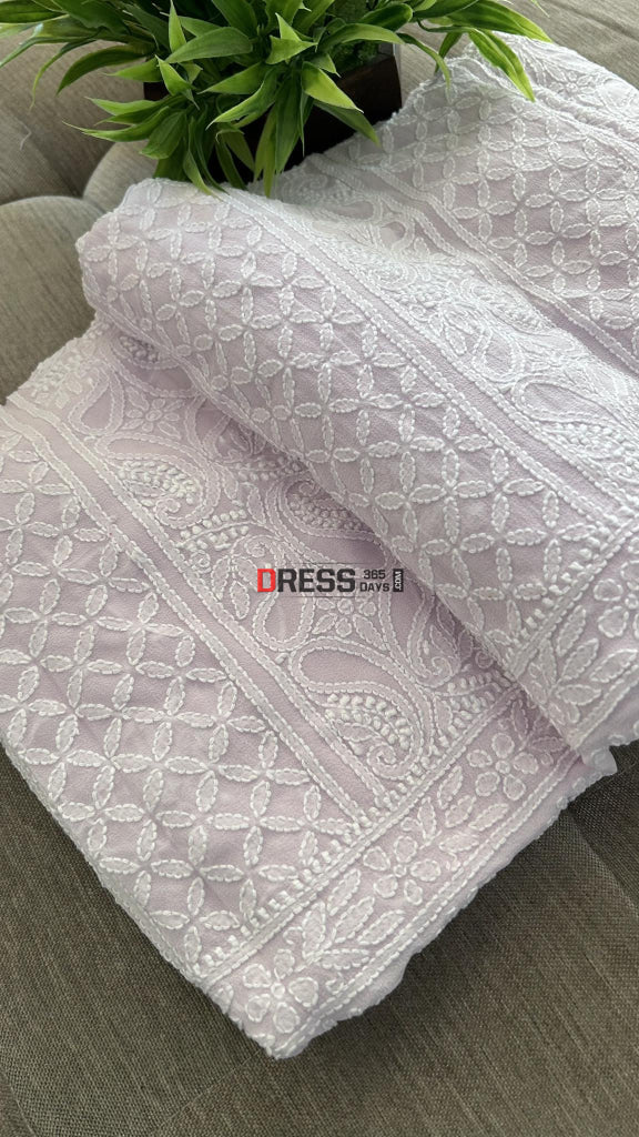 Lilac Lucknowi Chikankari Suit (Kurta & Dupatta) Suits