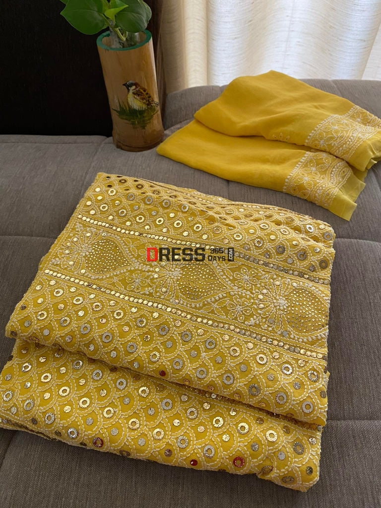 Lucknowi Chikankari Mukaish Suit Suits