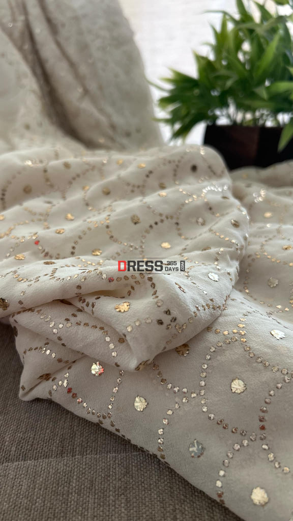 Masterpiece Ivory Kamdani Chikankari Saree Kamdani Saree