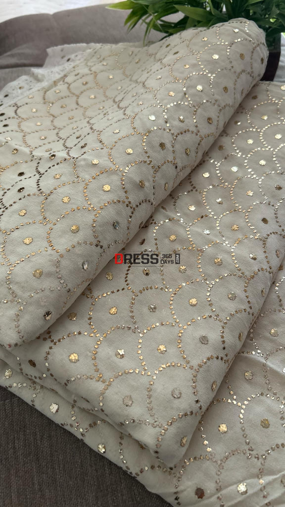 Masterpiece Ivory Kamdani Chikankari Saree Kamdani Saree