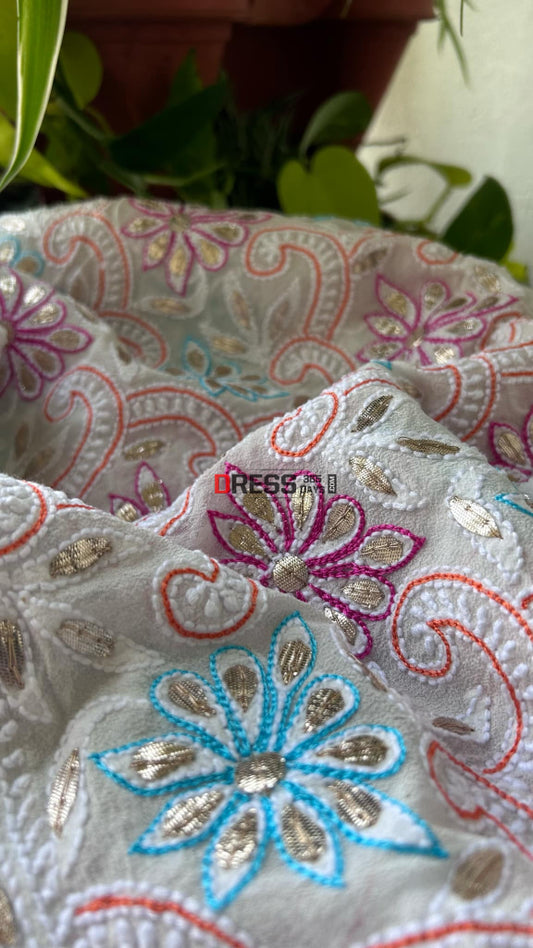 Multicolour Chikankari Gota Patti Dupatta