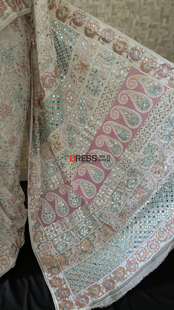 Multicolour Chikankari Gota Patti Mirror Saree