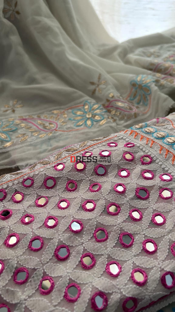 Multicolour Chikankari Mirror & Gota Patti Anarkali Suit