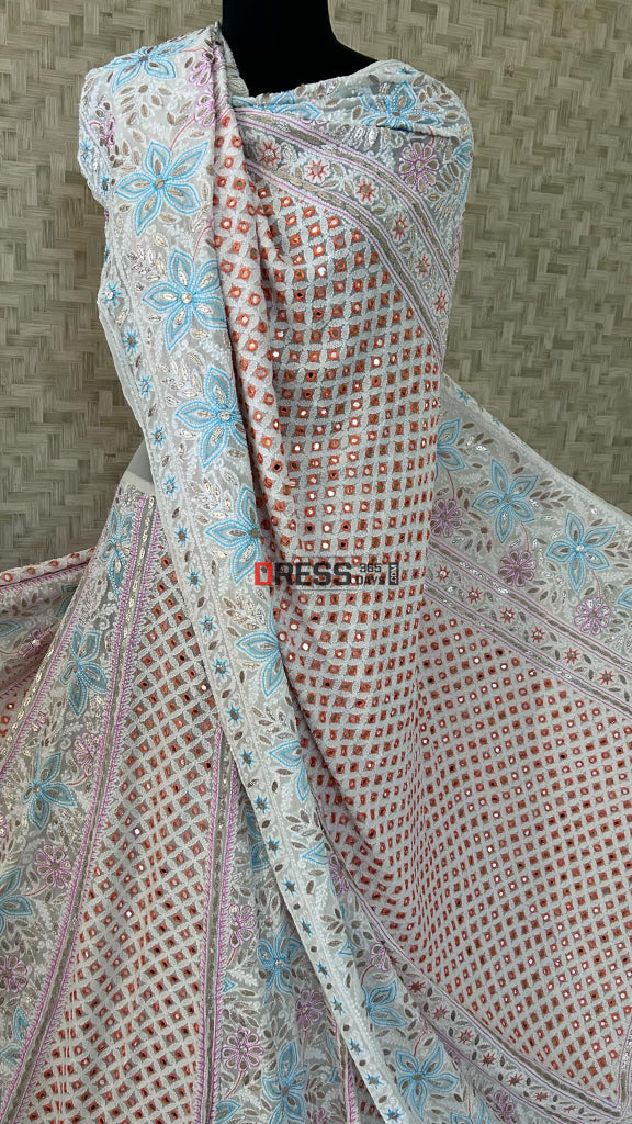 Multicolour Mirror & Gota Patti Chikankari Lehenga Set