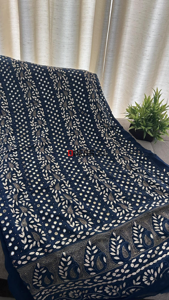 Navy Mirror & Gota Patti Chikankari Suit Suits