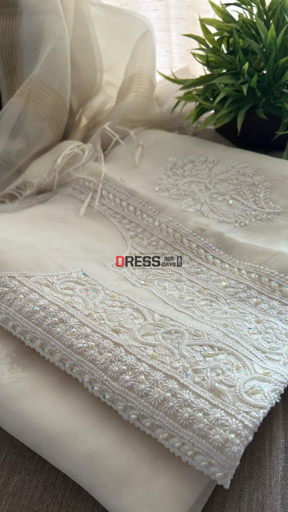 Organza Mukaish Chikankari Suit (Semi Formal Wear) Suits