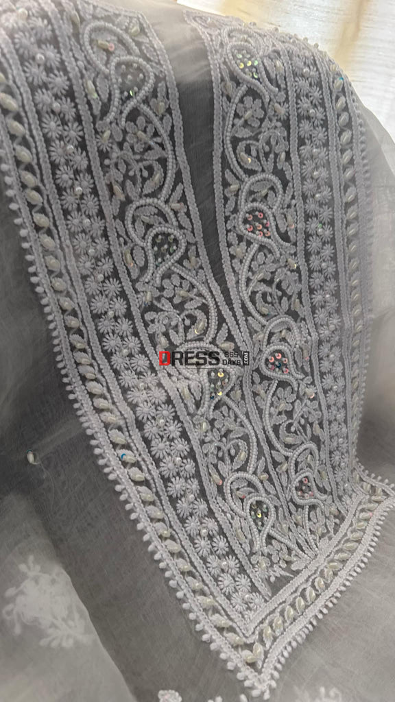 Organza Mukaish Chikankari Suit (Semi Formal Wear) Suits