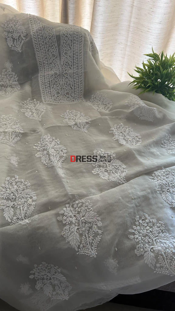 Organza Mukaish Chikankari Suit (Semi Formal Wear) Suits