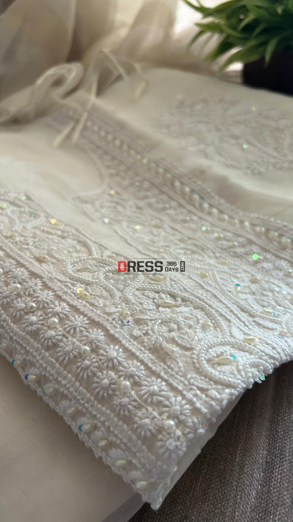 Organza Mukaish Chikankari Suit (Semi Formal Wear) Suits