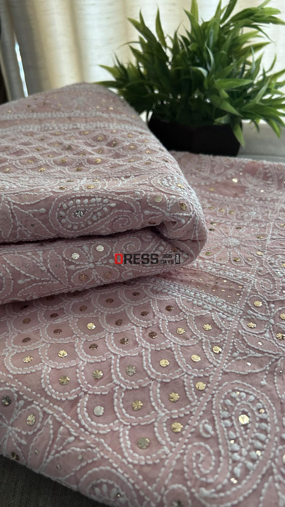 Pastel Pink Chikankari Mukaish Saree