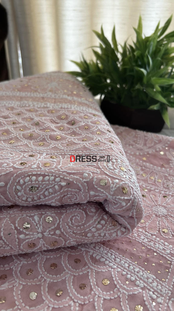 Pastel Pink Chikankari Mukaish Saree