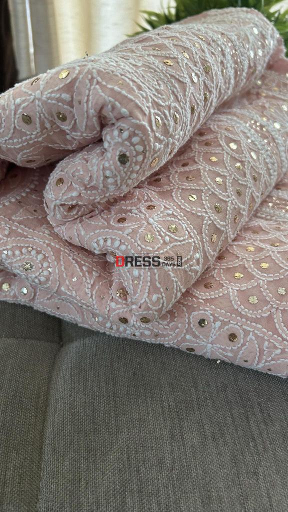 Pastel Pink Chikankari Mukaish Saree