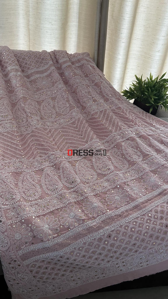 Pastel Pink Chikankari Mukaish Saree