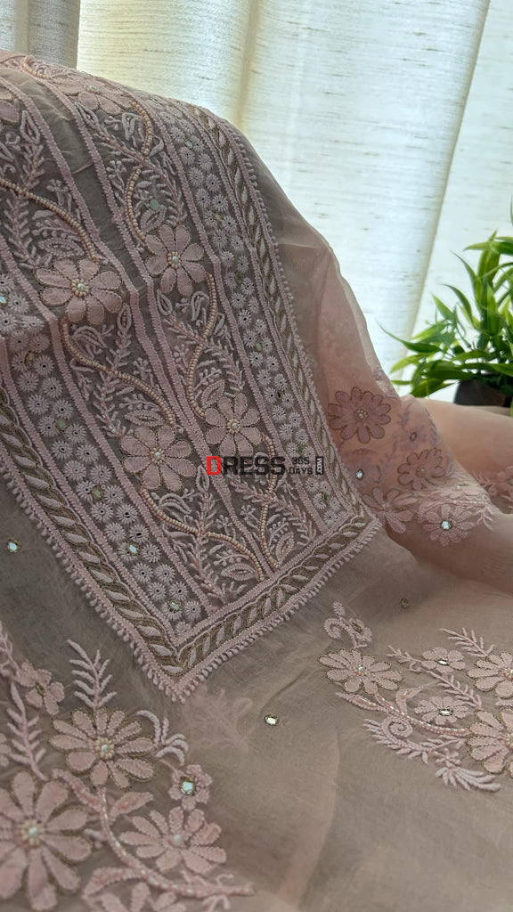 Pastel Pink Chikankari Suit (Semi Formal Wear) Suits