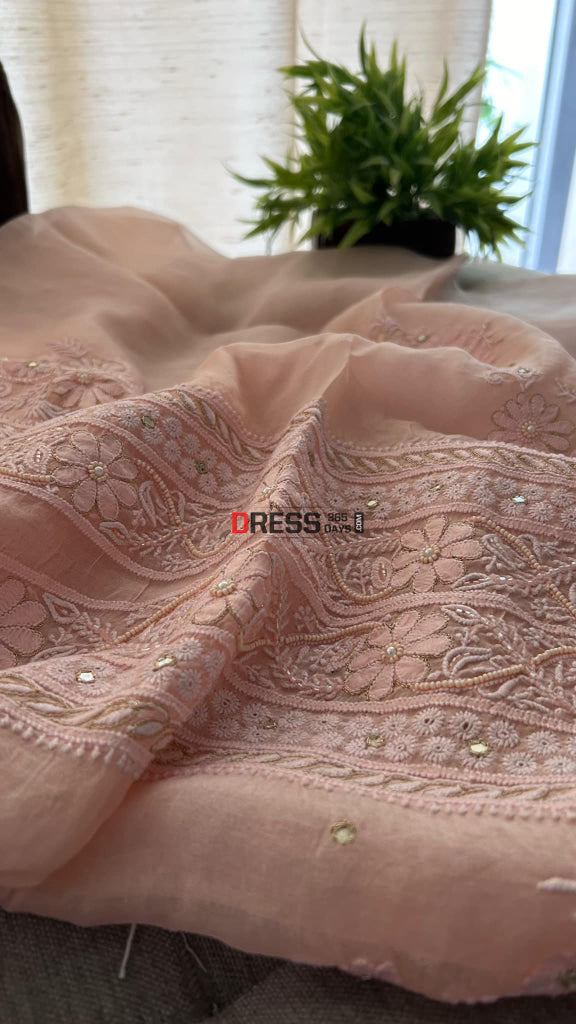 Pastel Pink Chikankari Suit (Semi Formal Wear) Suits