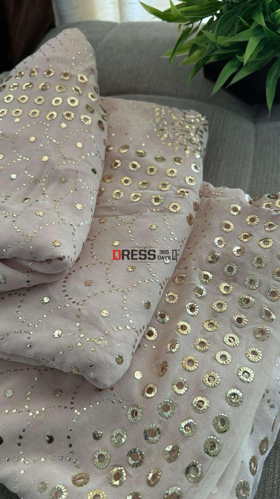 Pastel Pink Mukaish Saree Kamdani Saree