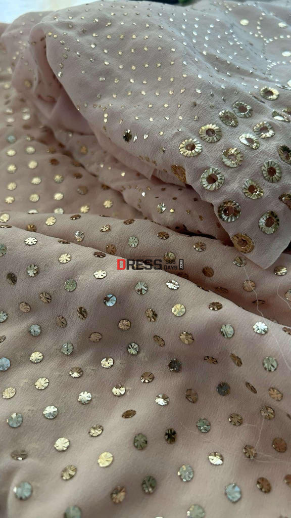 Pastel Pink Mukaish Saree Kamdani Saree