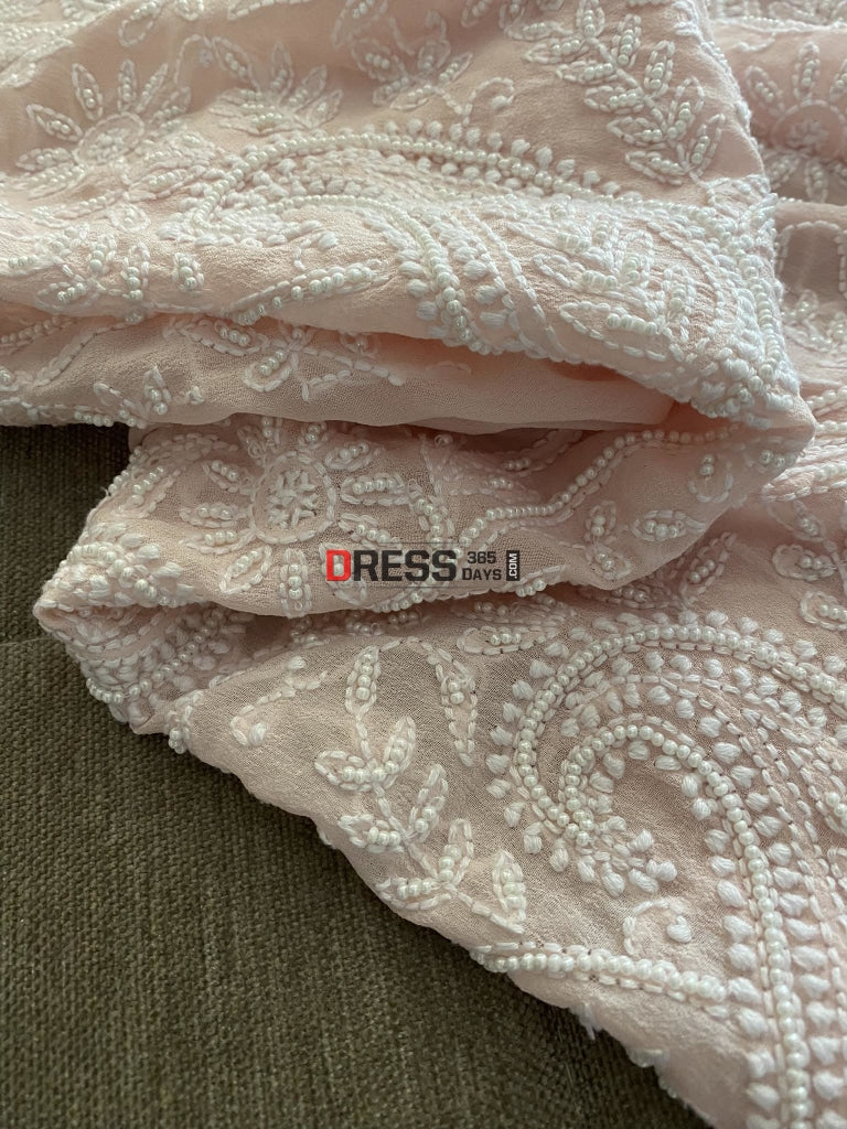 Pastel Pink Pearl Chikankari Suit Suits