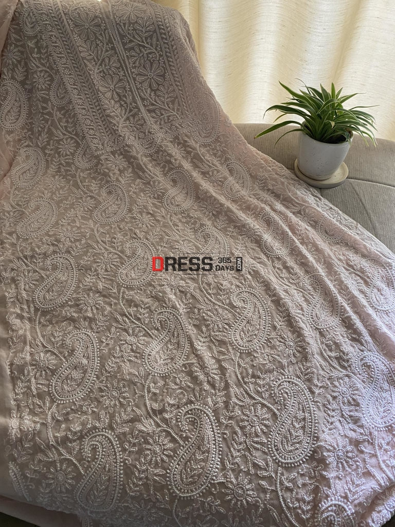 Pastel Pink Pearl Chikankari Suit Suits