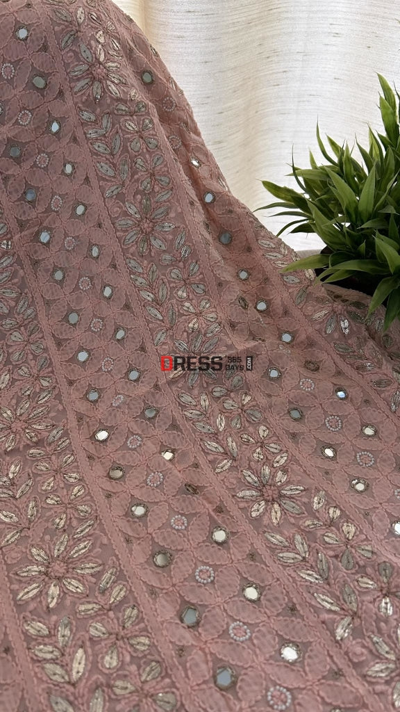 Peach Pearl Mirror & Gota Patti Chikankari Suit Suits