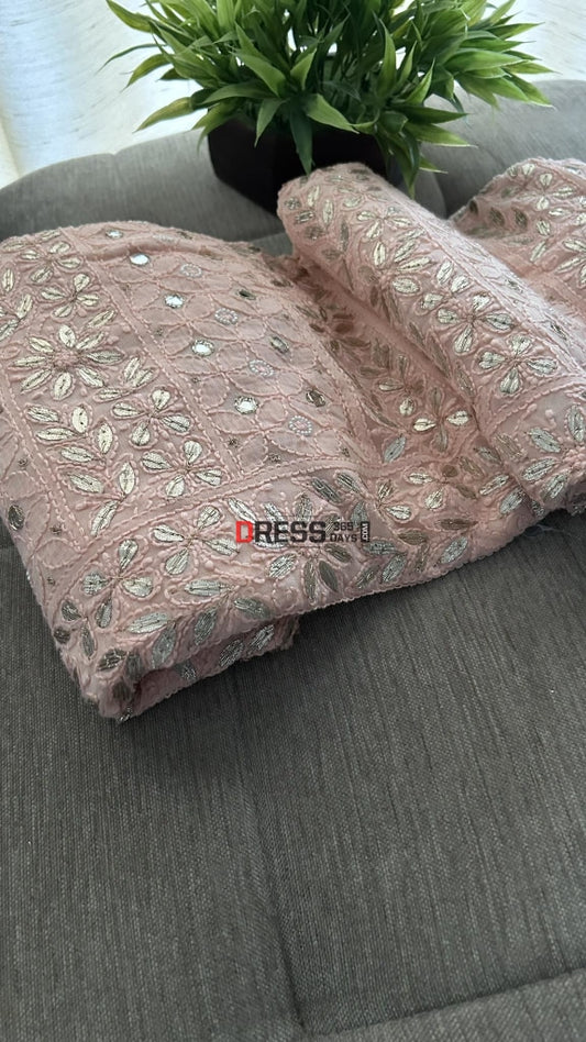 Peach Pearl Mirror & Gota Patti Chikankari Suit Suits