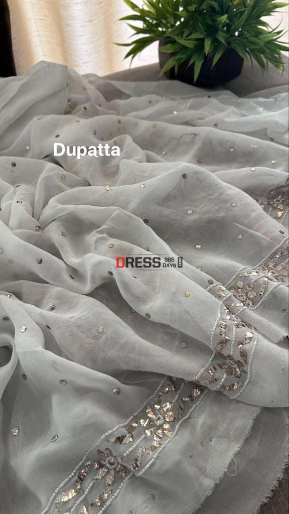 Pearl Kamdani Kurta Dupatta Set (Viscose Georgette) Chikankari Suits