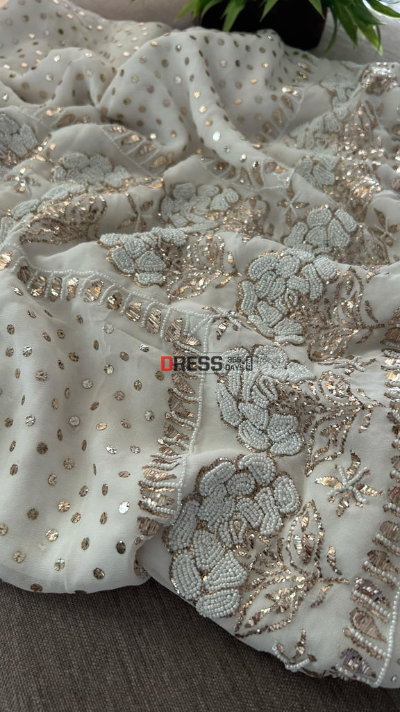 Pearl Kamdani Kurta Dupatta Set (Viscose Georgette) Chikankari Suits