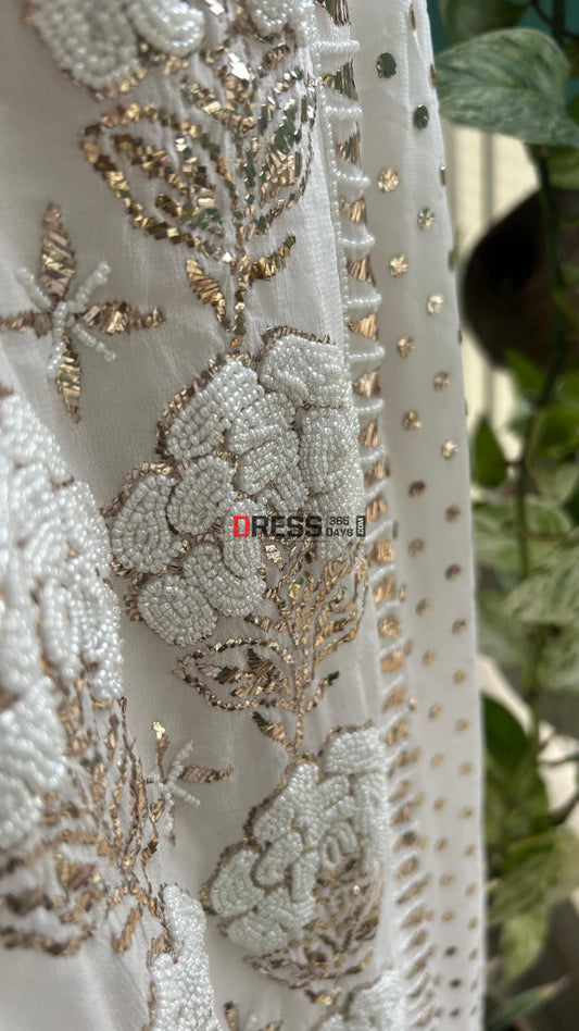 Pearl Kamdani Kurta Dupatta Set (Viscose Georgette) Chikankari Suits