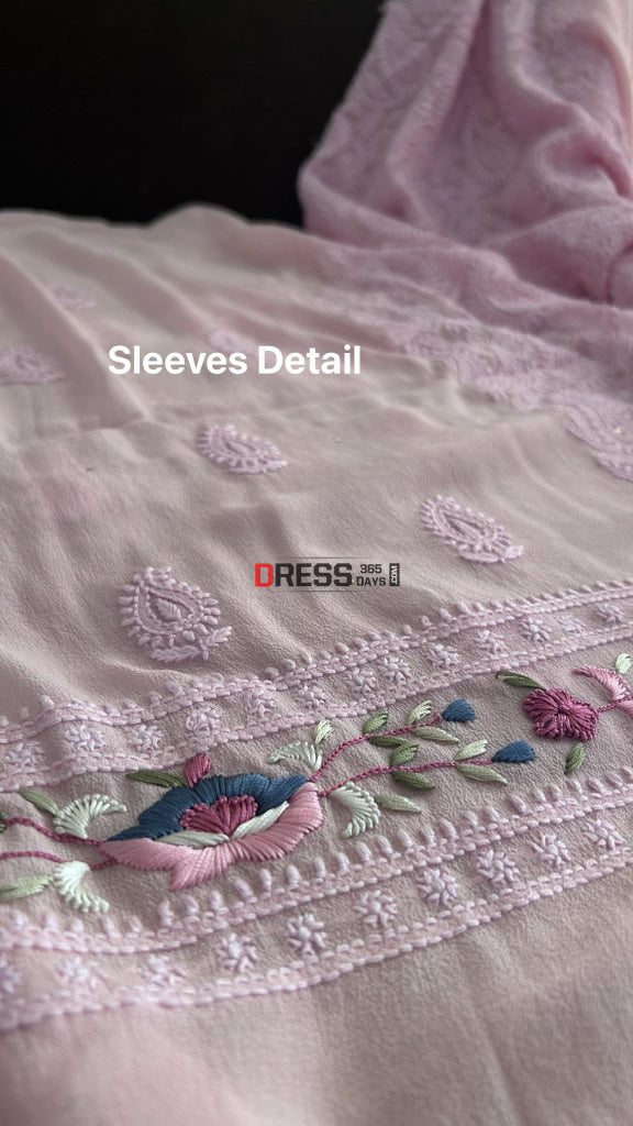 Pink Chikankari Parsi Gara Daman Suit Suits