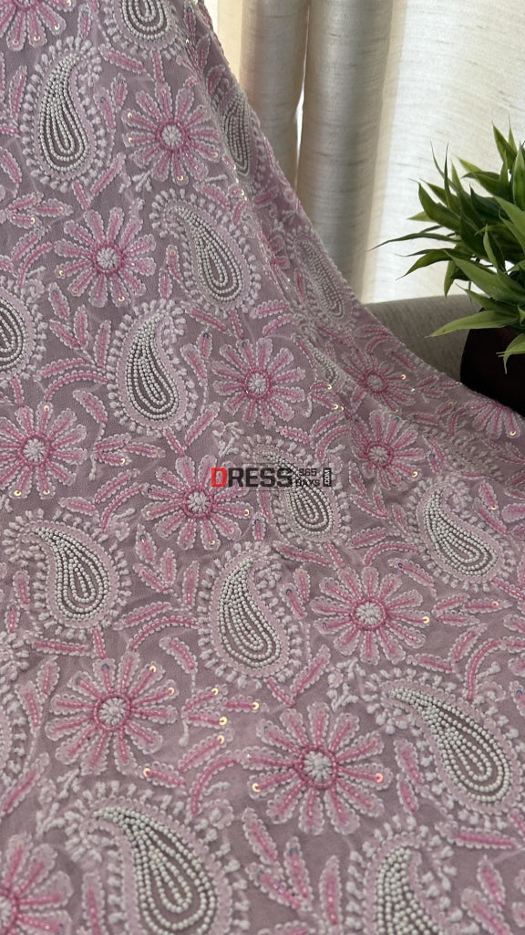 Pink Chikankari Pearl Cut Dana Suit Suits