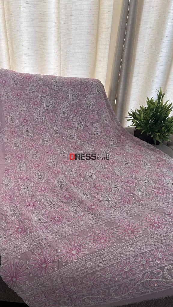 Pink Chikankari Pearl Cut Dana Suit Suits