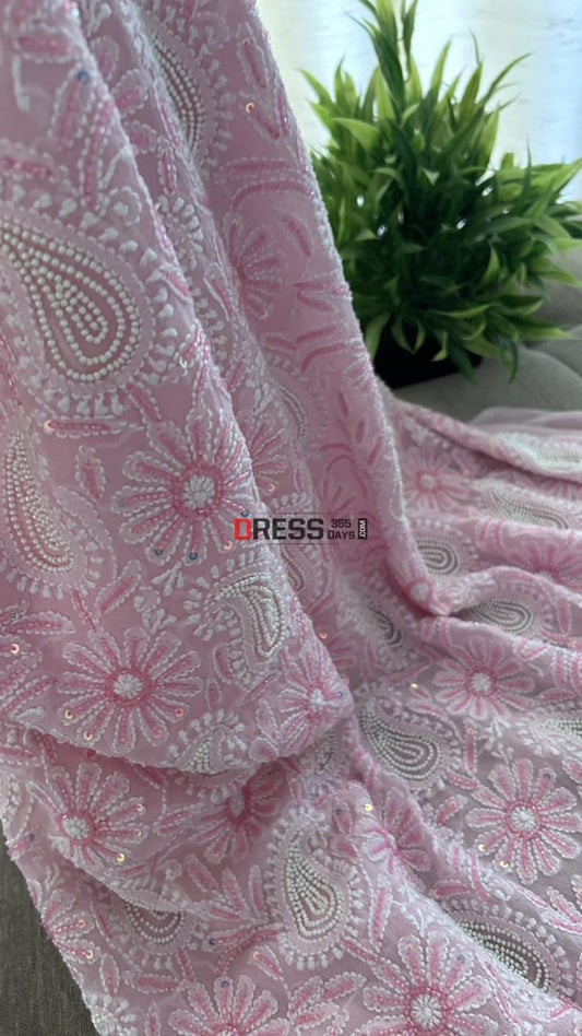 Pink Chikankari Pearl Cut Dana Suit Suits