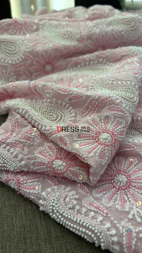 Pink Chikankari Pearl Cut Dana Suit Suits