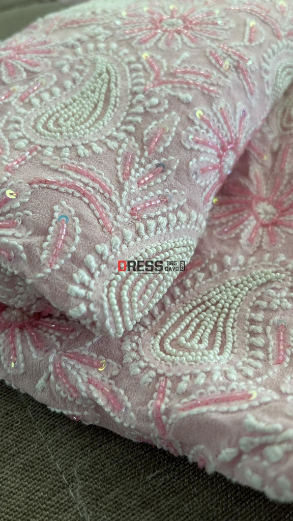 Pink Chikankari Pearl Cut Dana Suit Suits