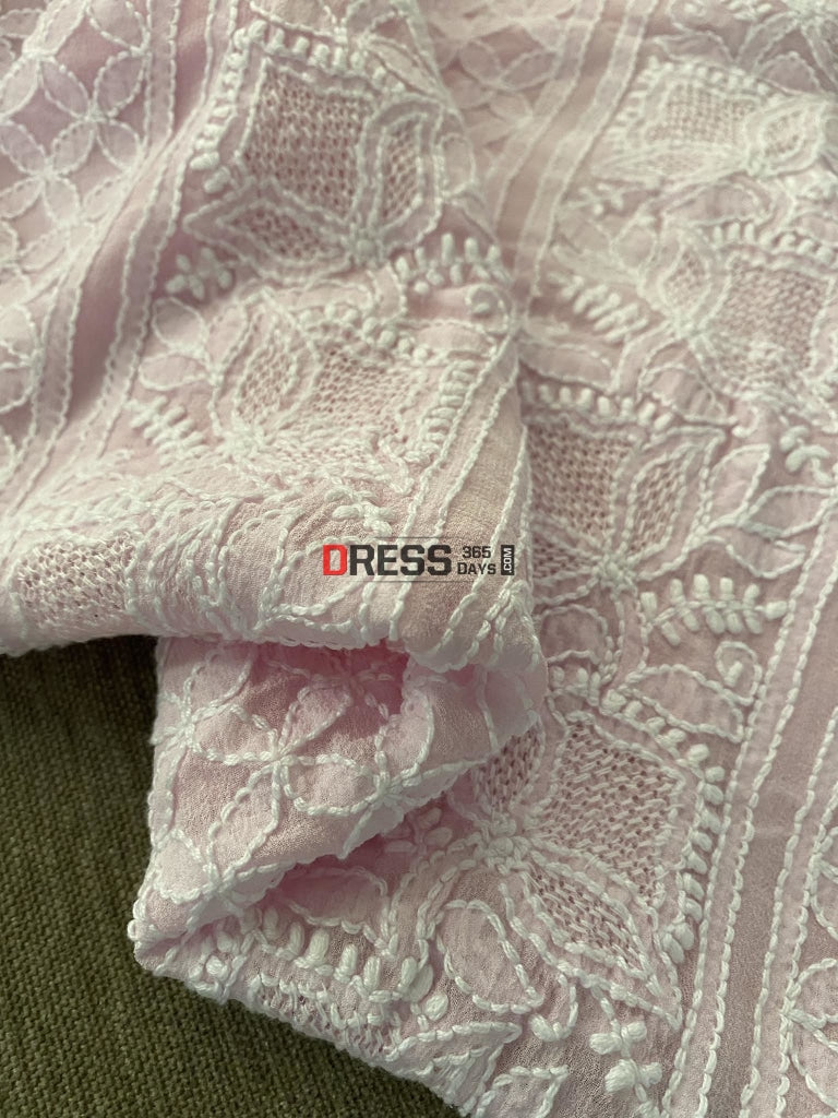 Powder Pink Hand Jaali Lucknowi Chikankari Suit Suits