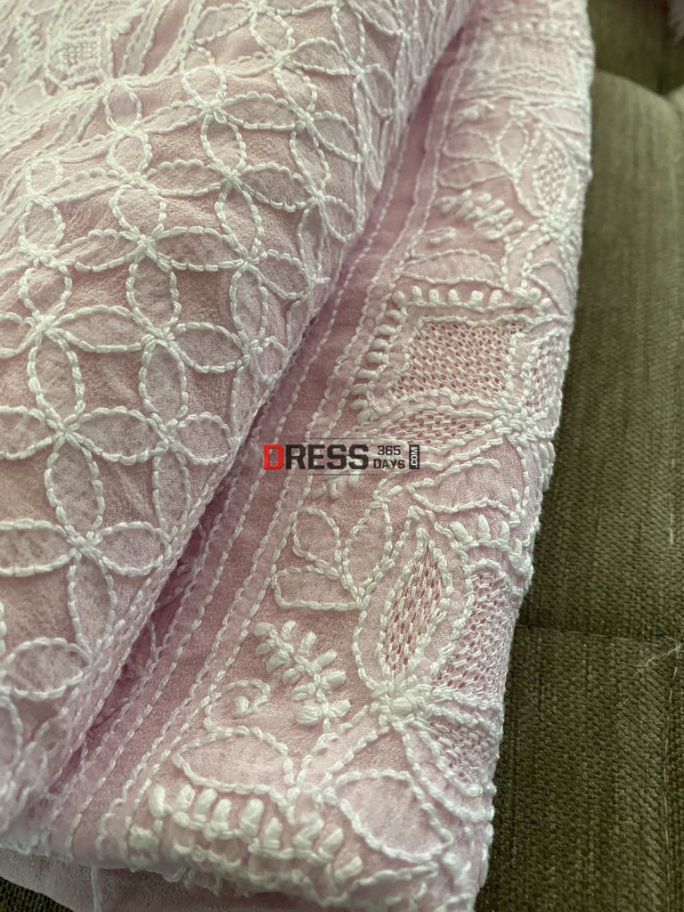 Powder Pink Hand Jaali Lucknowi Chikankari Suit Suits