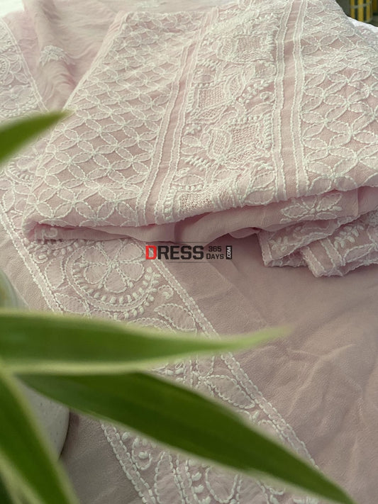 Powder Pink Hand Jaali Lucknowi Chikankari Suit Suits