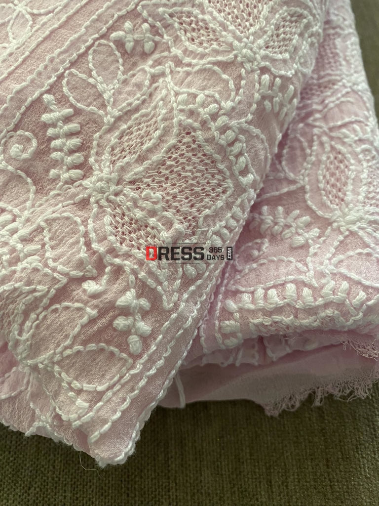 Powder Pink Hand Jaali Lucknowi Chikankari Suit Suits