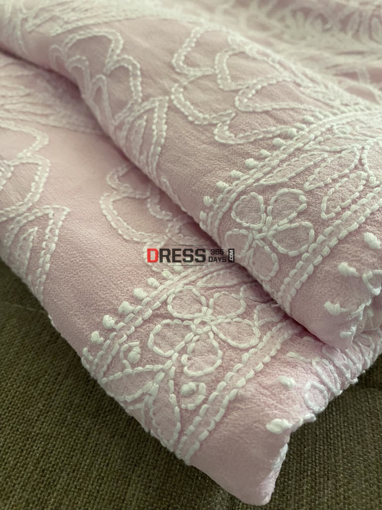 Powder Pink Lucknowi Chikankari Suit Suits